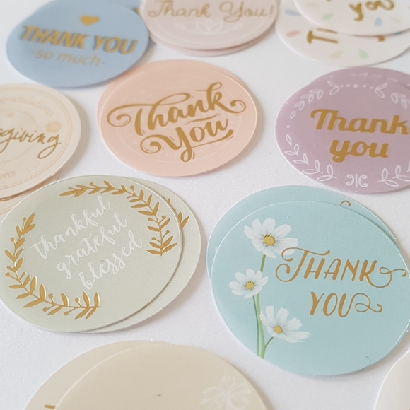 46 pcs Multicolored Thank You Stickers 1.38" in - Picture 4 of 13